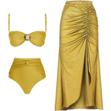 Biquíni Feminino Aurum Elegante com Saia Dourado Lux