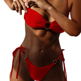 Biquíni Feminino Fio Dental Véloce Vermelho com Detalhes de Argola