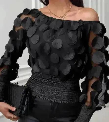 Blusa-Manga-Longa-Feminina-Social-Preta-com-Detalhes-em-Camadas-2