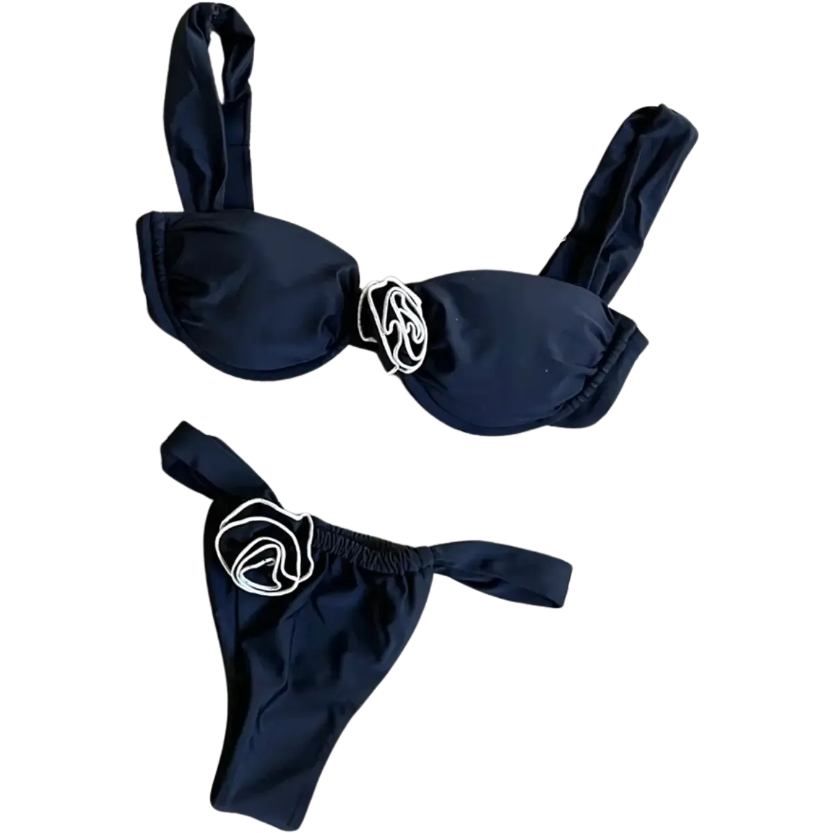 Biquini-Feminino-Floral-Chic-Preto-com-Bojo-e-Detalhe-Floral