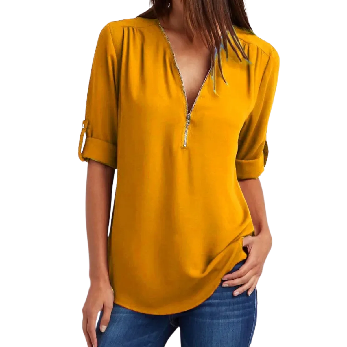 Blusa-Manga-Longa-Feminina-Amarela-com-Ziper-2