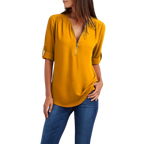 Blusa-Manga-Longa-Feminina-Amarela-com-Ziper