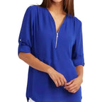 Blusa-Manga-Longa-Feminina-Azul-Royal-com-Ziper