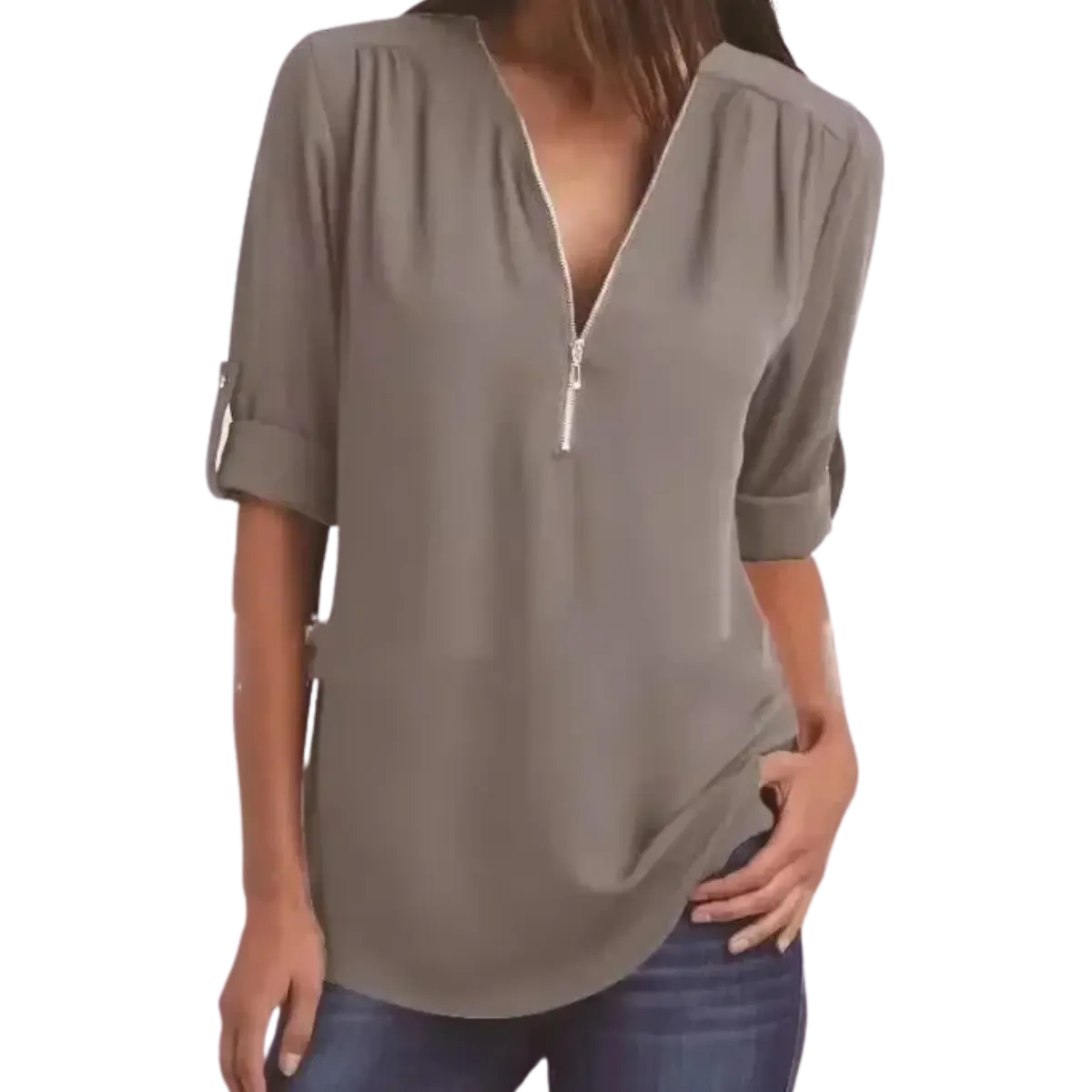 Blusa-Manga-Longa-Feminina-Cinza-Claro-com-Ziper-2