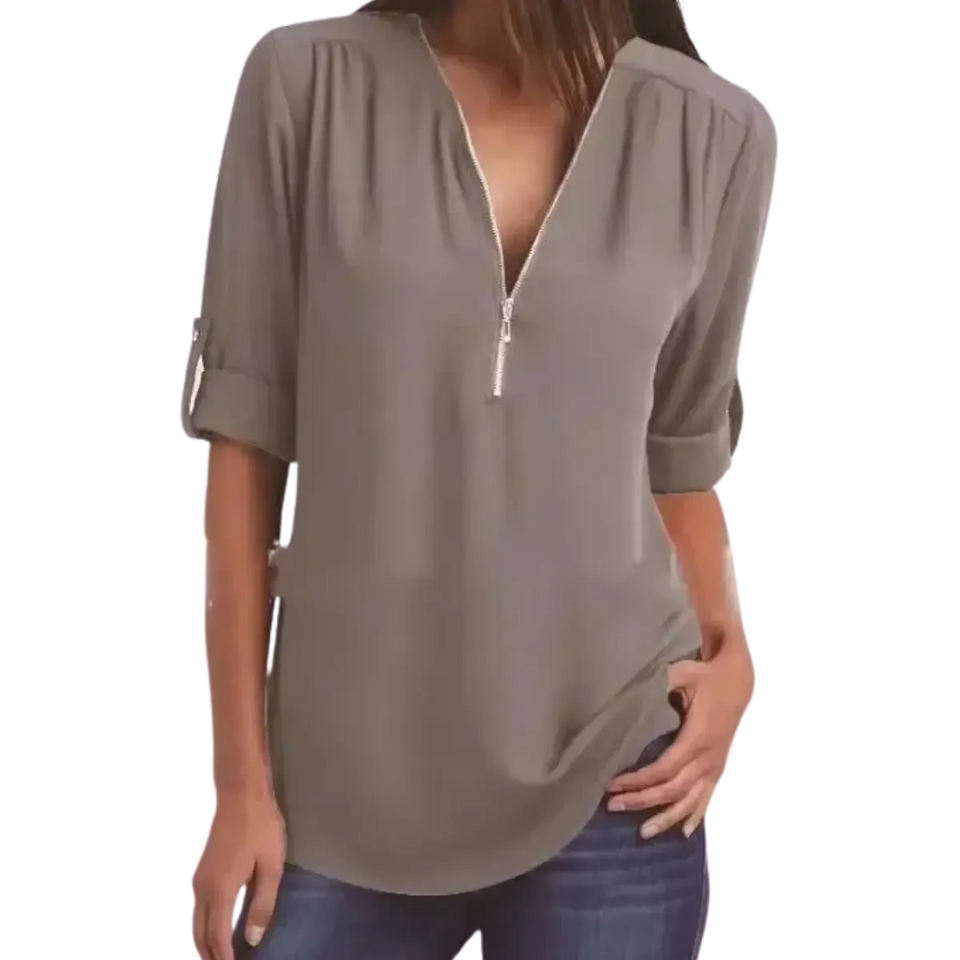 Blusa-Manga-Longa-Feminina-Cinza-Claro-com-Ziper-2