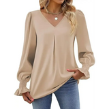Blusa Manga Longa Feminina Verenza Bege Estilo Social