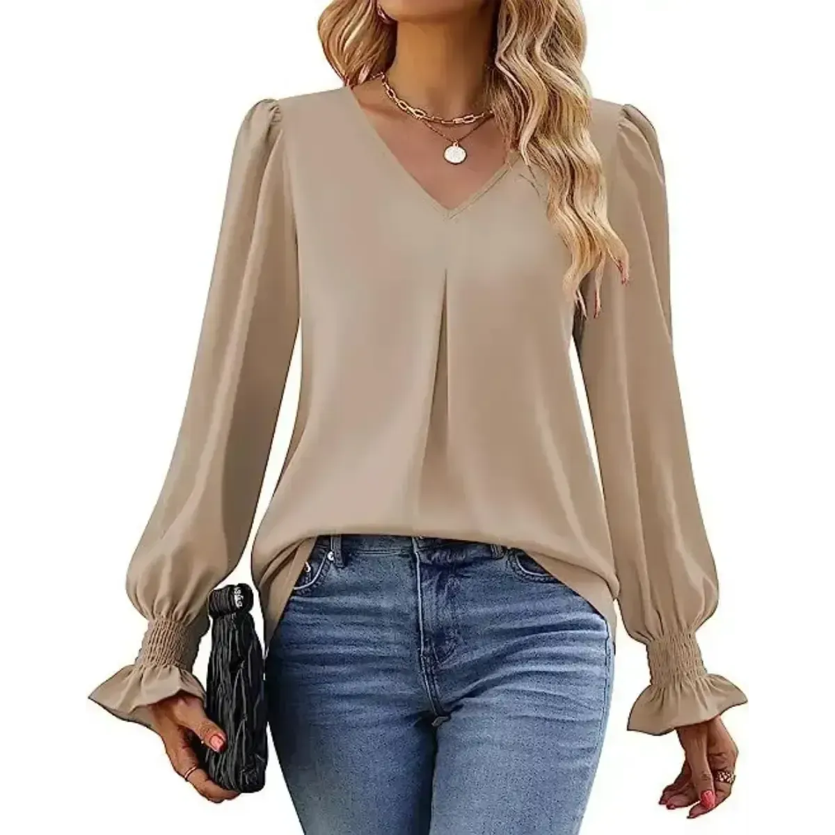 Blusa-Manga-Longa-Feminina-Estilo-Social-Bege-5