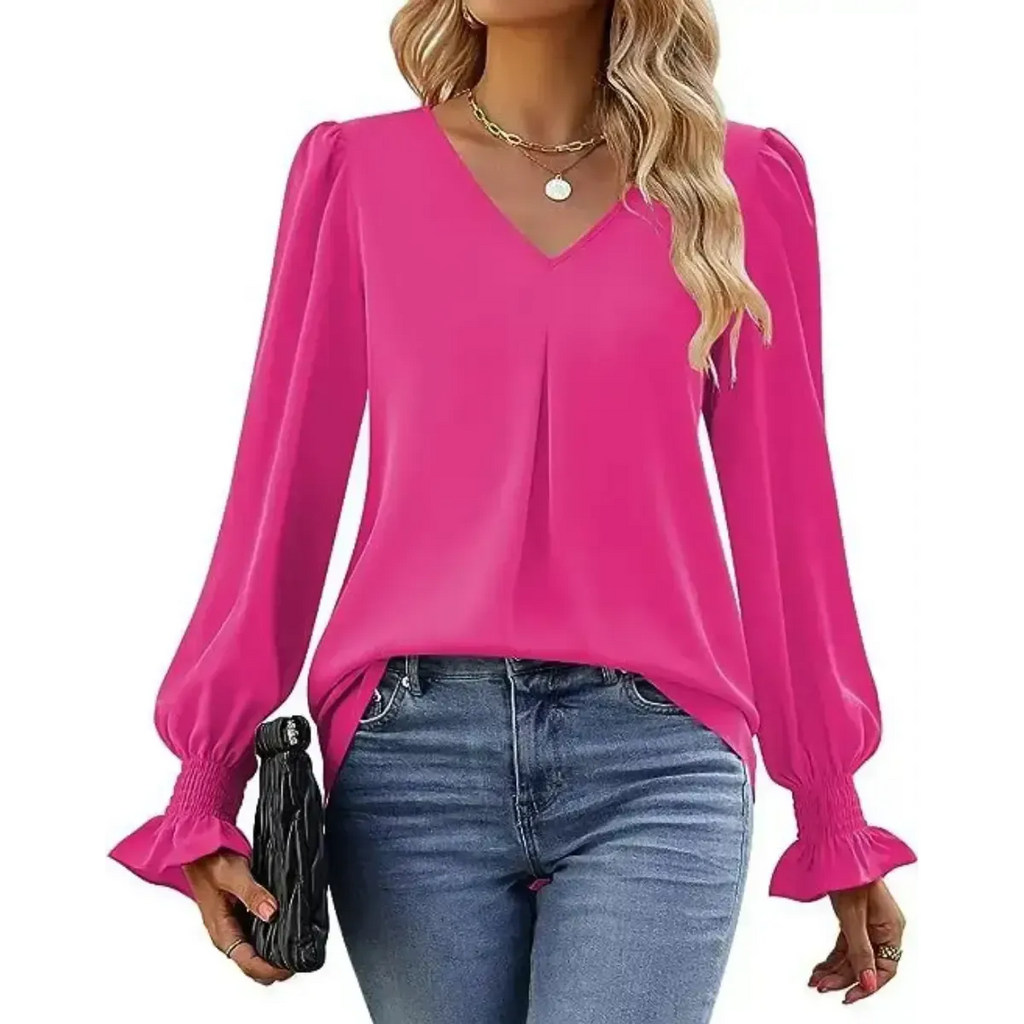 Blusa-Manga-Longa-Feminina-Estilo-Social-Pink