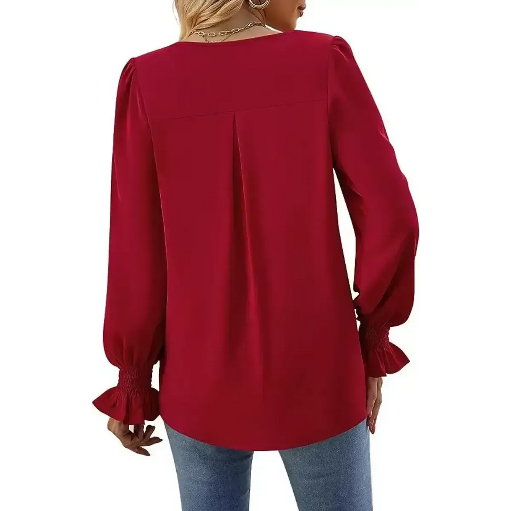 Blusa-Manga-Longa-Feminina-Estilo-Social-Vermelha-4