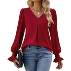 Blusa-Manga-Longa-Feminina-Estilo-Social-Vermelha-5