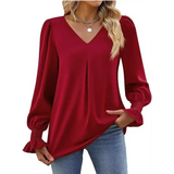 Blusa Manga Longa Feminina Verenza Vermelha Estilo Social