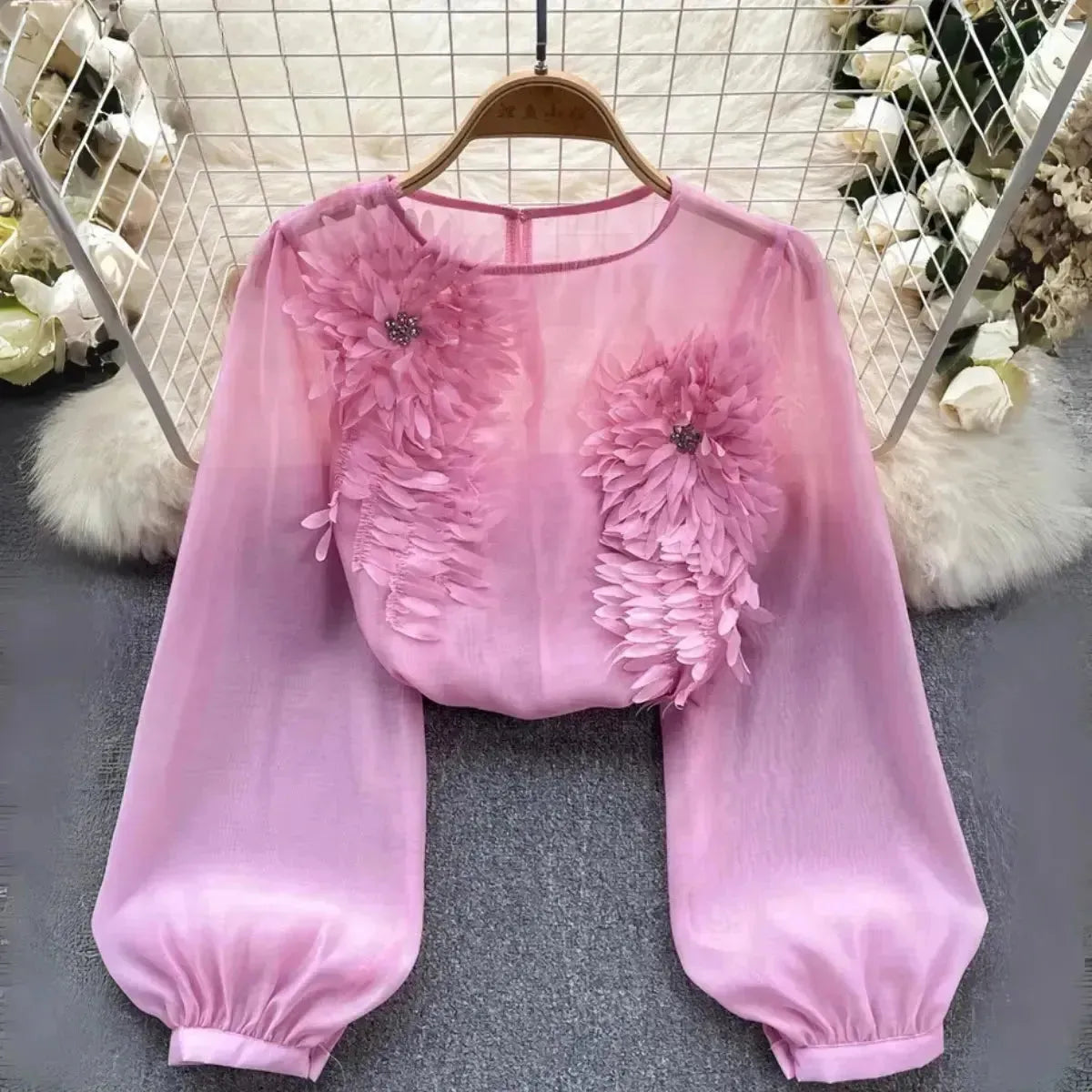 Blusa-Manga-Longa-Feminina-Estilo-Sofisticado-Rosa-Claro-2