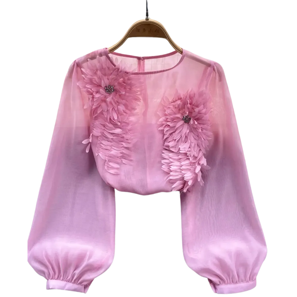 Blusa-Manga-Longa-Feminina-Estilo-Sofisticado-Rosa-Claro