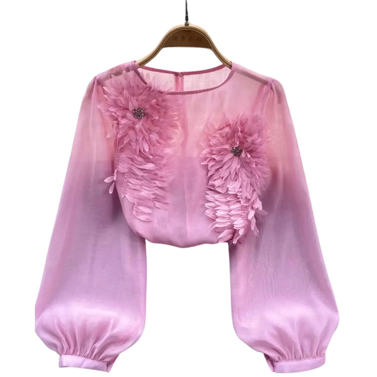 Blusa-Manga-Longa-Feminina-Estilo-Sofisticado-Rosa-Claro