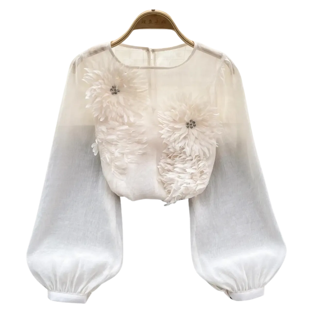 Blusa-Manga-Longa-Feminina-Floral-Elegante-Branca