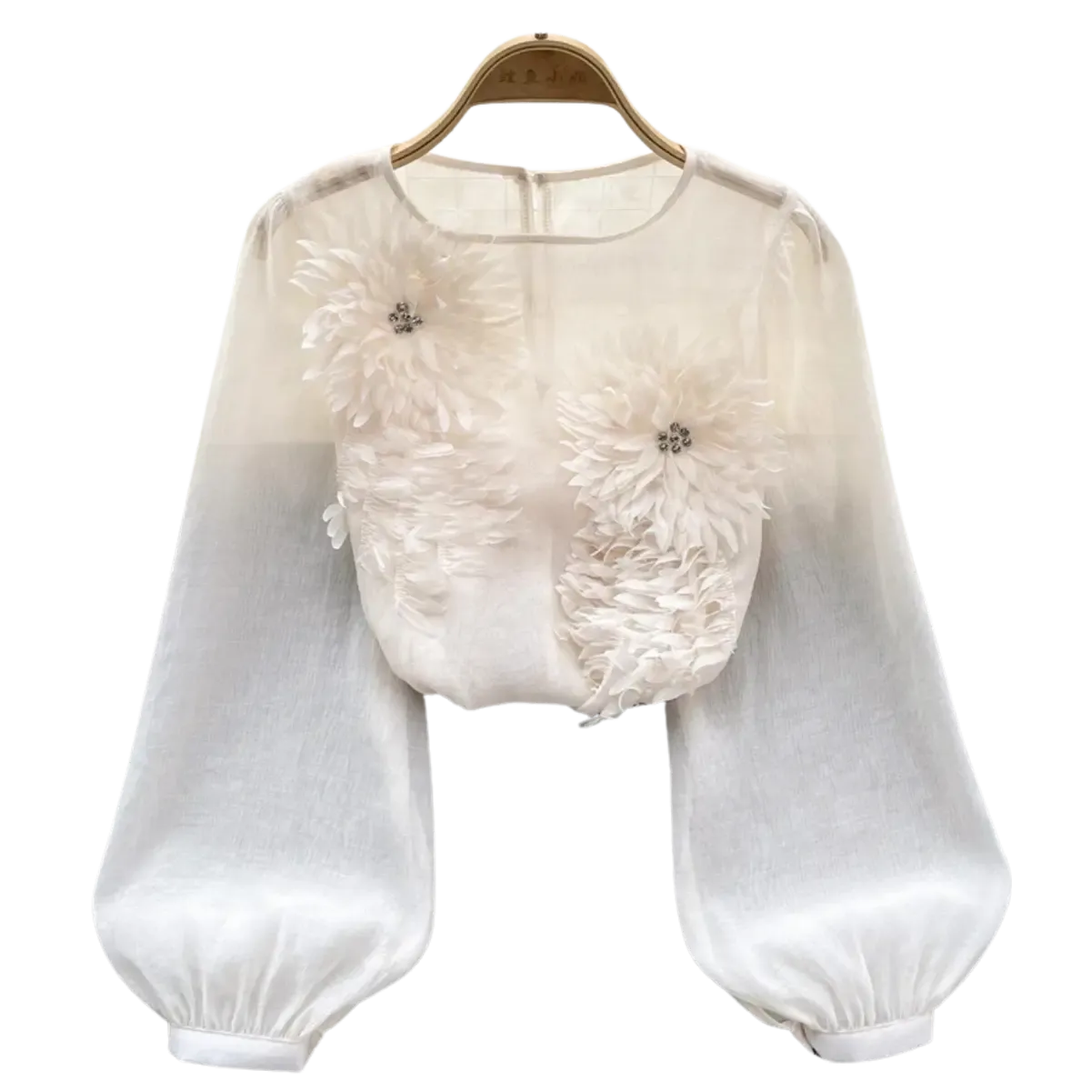 Blusa-Manga-Longa-Feminina-Floral-Elegante-Branca