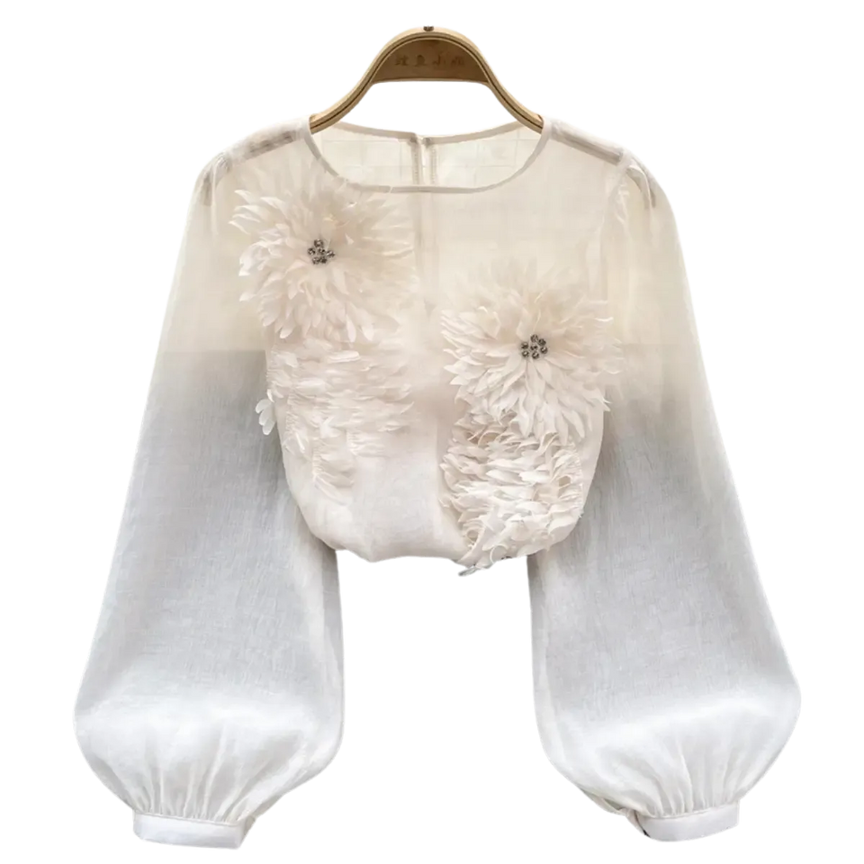 Blusa-Manga-Longa-Feminina-Floral-Elegante-Branca