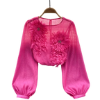 Blusa-Manga-Longa-Feminina-Floral-para-Eventos-Rosa-Choque