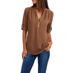 Blusa-Manga-Longa-Feminina-Marrom-Cafe-com-Ziper