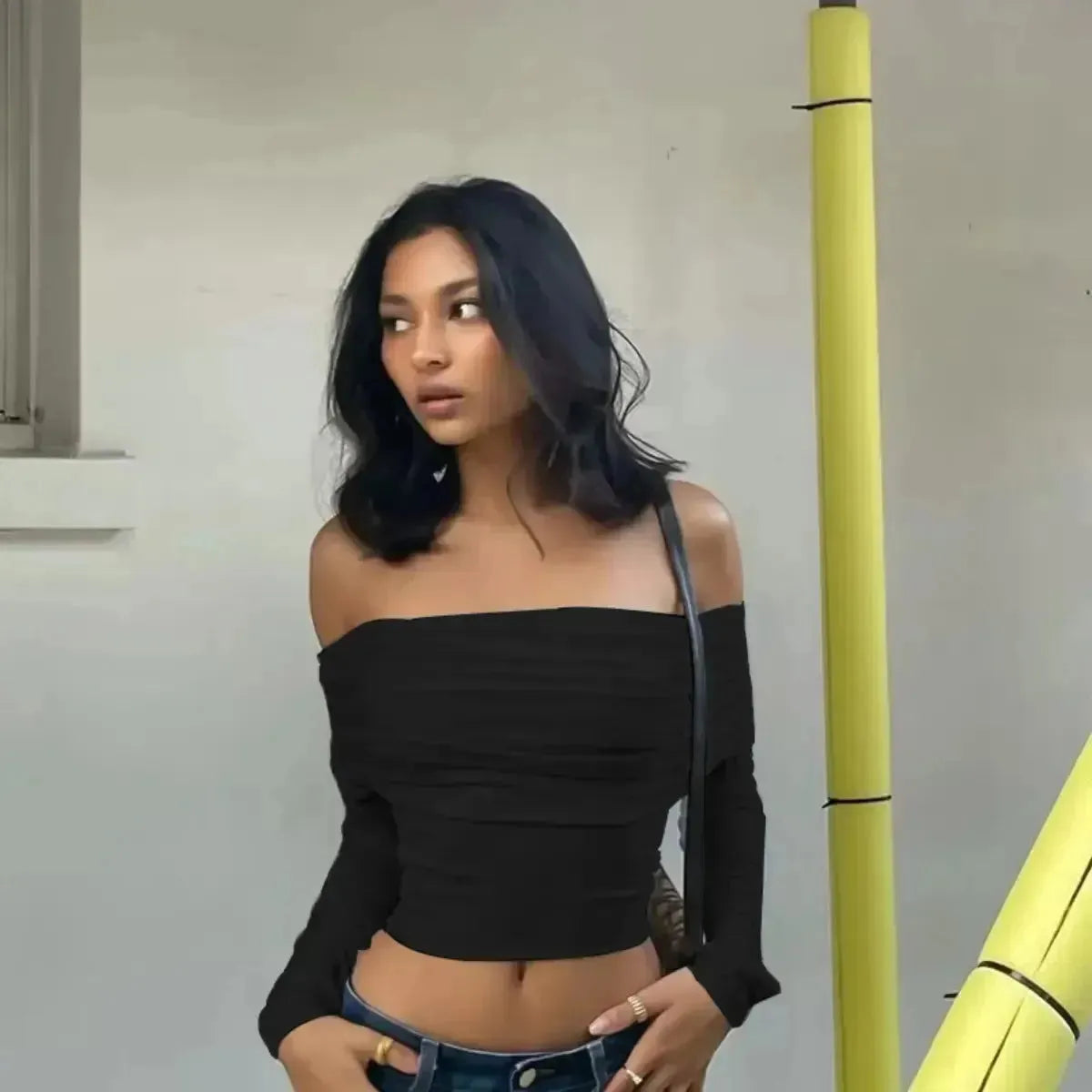 Blusa-Manga-Longa-Feminina-Off-Shoulder-Casual-Preta-2