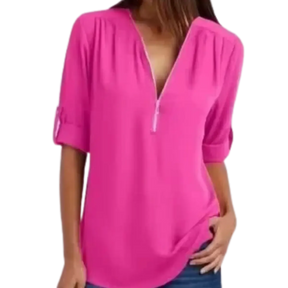 Blusa-Manga-Longa-Feminina-Rosa-Pink-com-Ziper