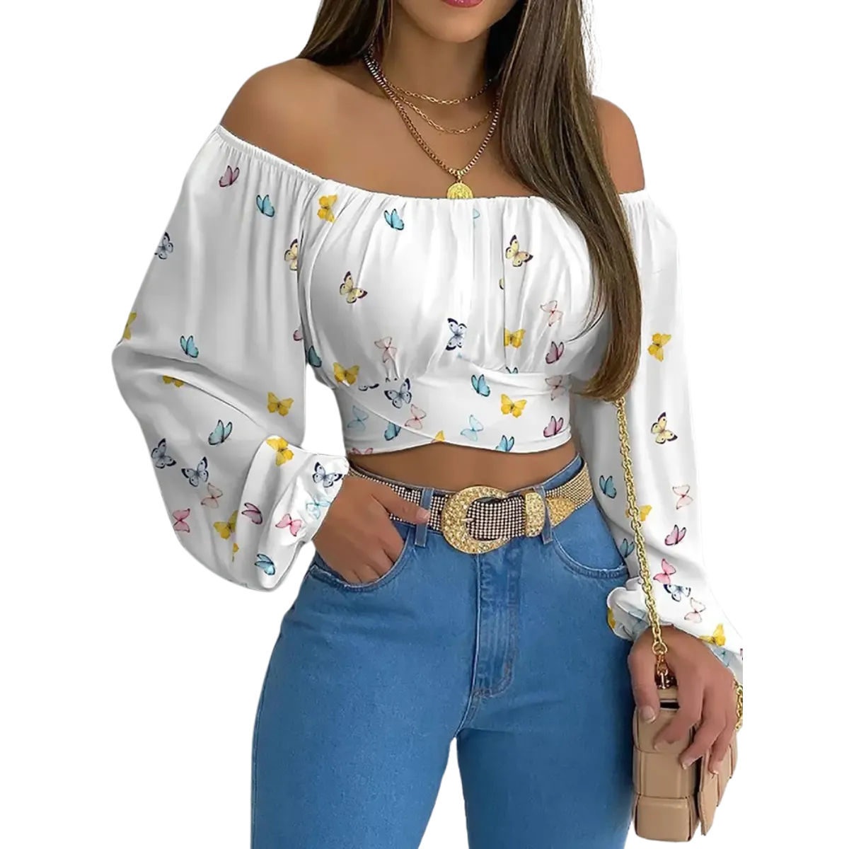Blusa-Manga-Longa-Feminina-Social-Estampada-Borboletas