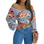 Blusa-Manga-Longa-Feminina-Social-Floral-Azul-e-Rosas