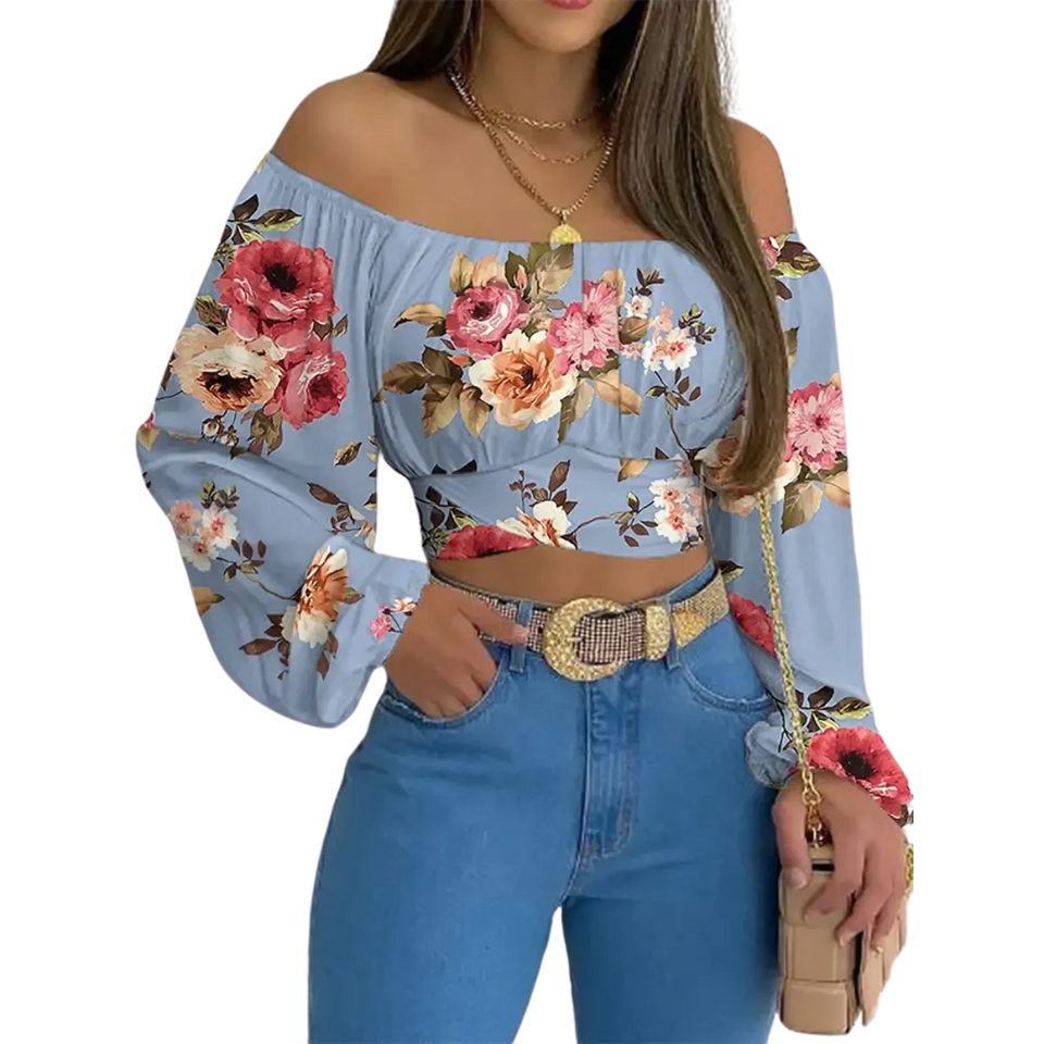 Blusa-Manga-Longa-Feminina-Social-Floral-Azul-e-Rosas