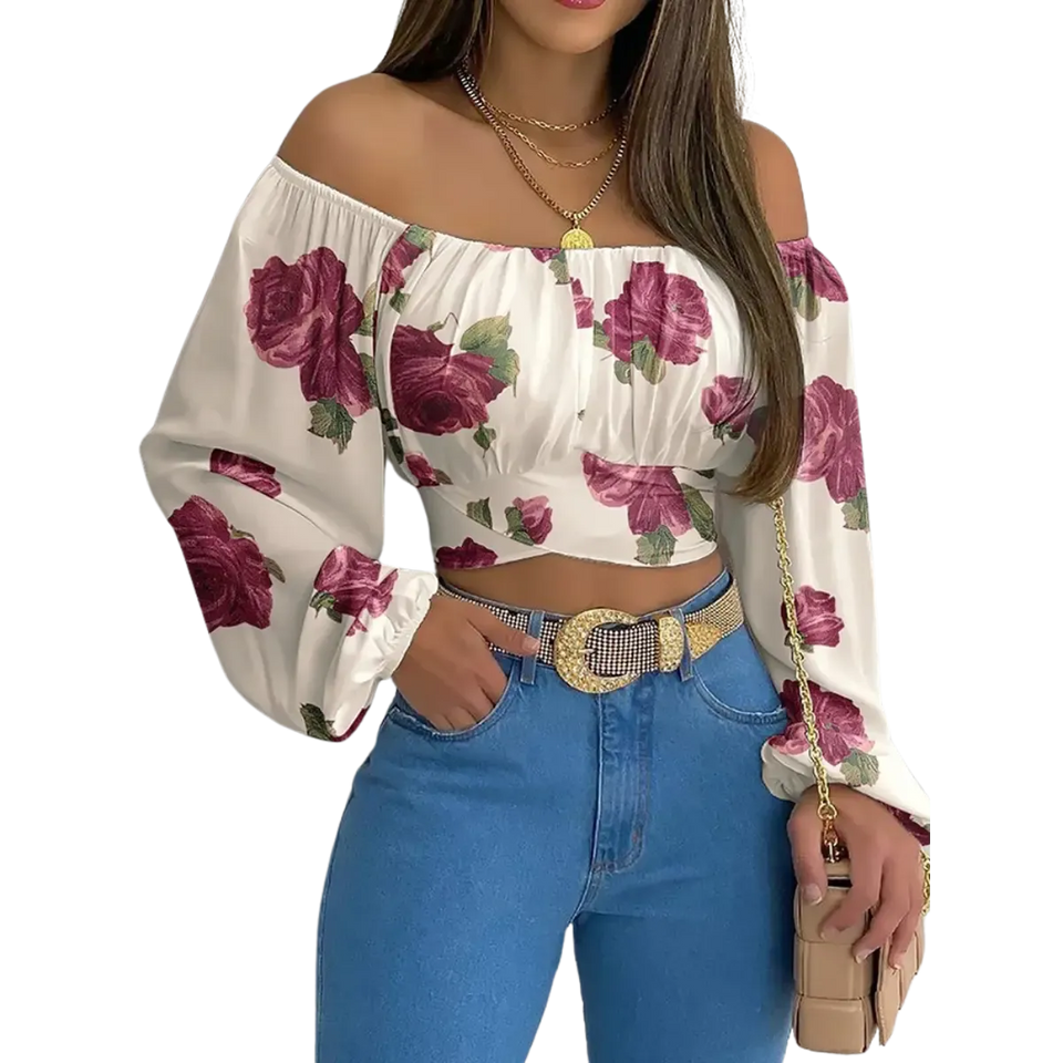 Blusa-Manga-Longa-Feminina-Social-Floral-Vermelha