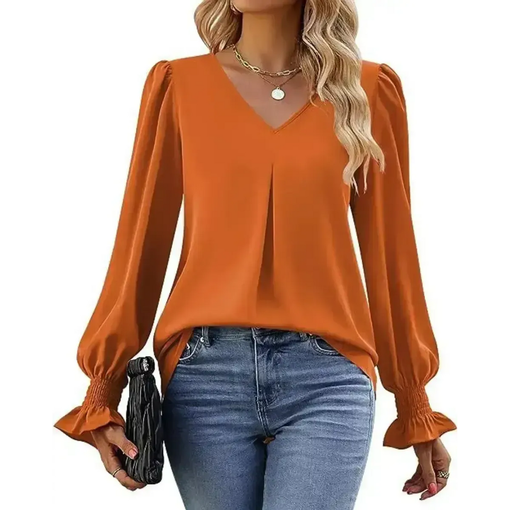 Blusa-Manga-Longa-Feminina-Social-Laranja-Elegante-2