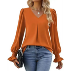 Blusa-Manga-Longa-Feminina-Social-Laranja-Elegante-2