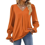 Blusa-Manga-Longa-Feminina-Social-Laranja-Elegante
