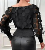 Blusa-Manga-Longa-Feminina-Social-Preta-com-Detalhes-em-Camadas-3