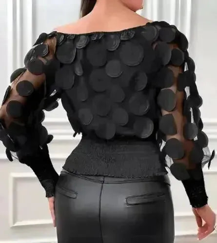 Blusa-Manga-Longa-Feminina-Social-Preta-com-Detalhes-em-Camadas-3