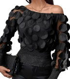 Blusa-Manga-Longa-Feminina-Social-Preta-com-Detalhes-em-Camadas