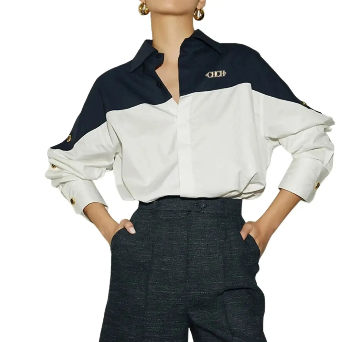 Blusa-Manga-Longa-Feminina-Social-Preta-e-Branca