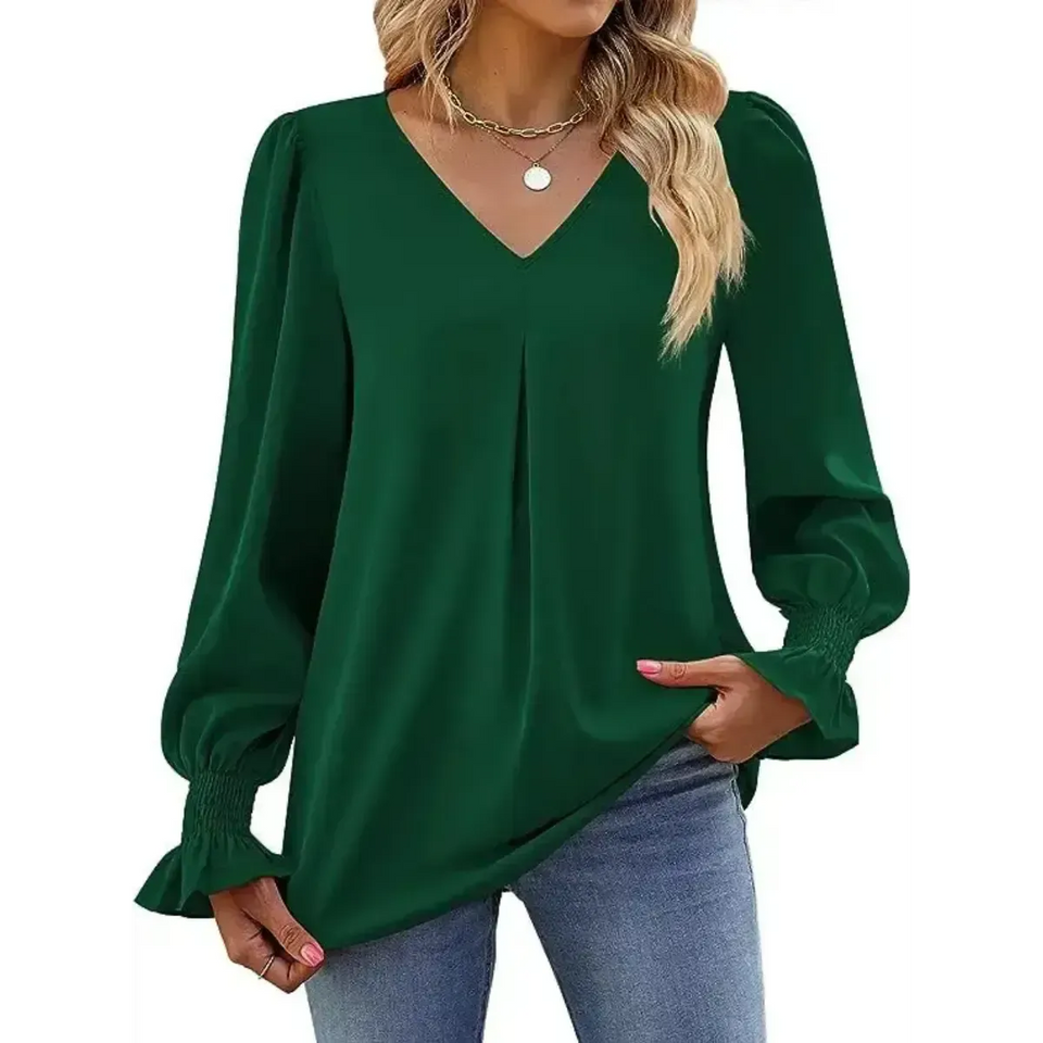 Blusa-Manga-Longa-Feminina-Social-Verde-Escuro