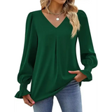 Blusa Manga Longa Feminina Verenza Verde Escuro Social