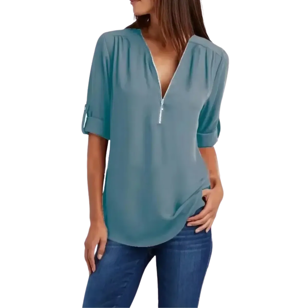 Blusa-Manga-Longa-Feminina-Verde-Agua-com-Ziper
