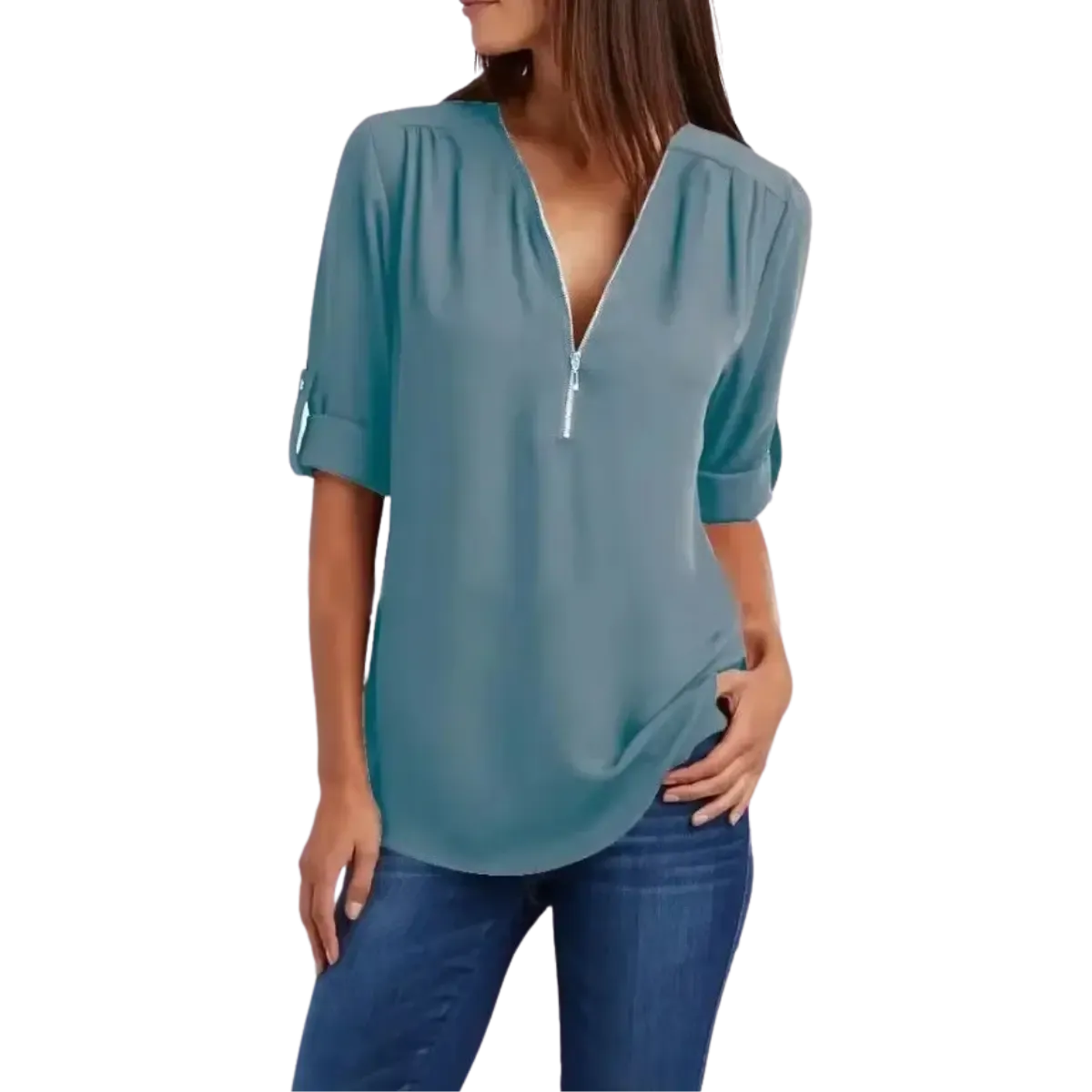 Blusa-Manga-Longa-Feminina-Verde-Agua-com-Ziper
