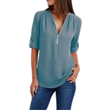 Blusa Manga Longa Feminina Zyra Verde Água com Zíper