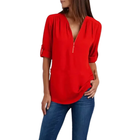 Blusa-Manga-Longa-Feminina-Vermelha-com-Ziper