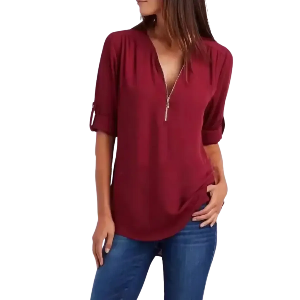 Blusa-Manga-Longa-Feminina-Vinho-com-Ziper