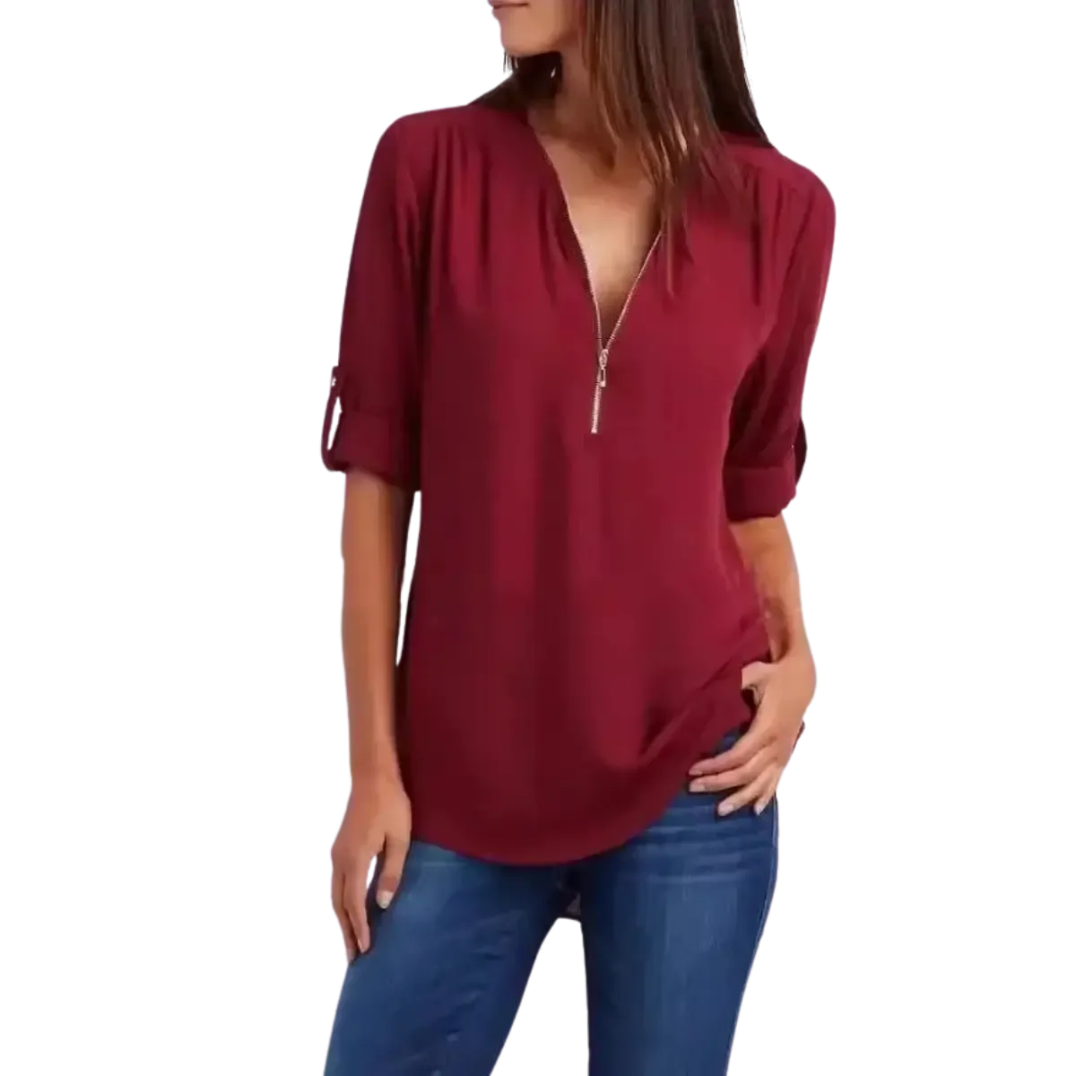 Blusa-Manga-Longa-Feminina-Vinho-com-Ziper