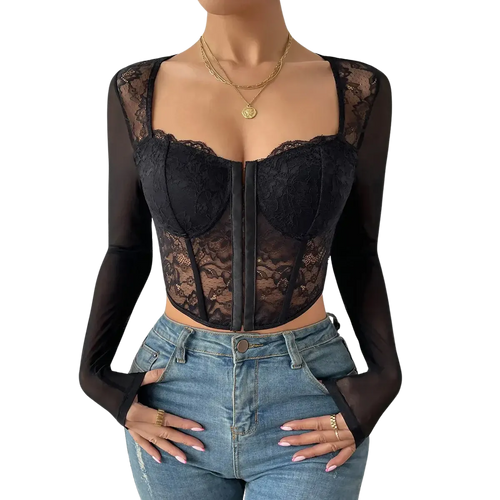 Blusa-Manga-Longa-Feminina-de-Renda-Preta