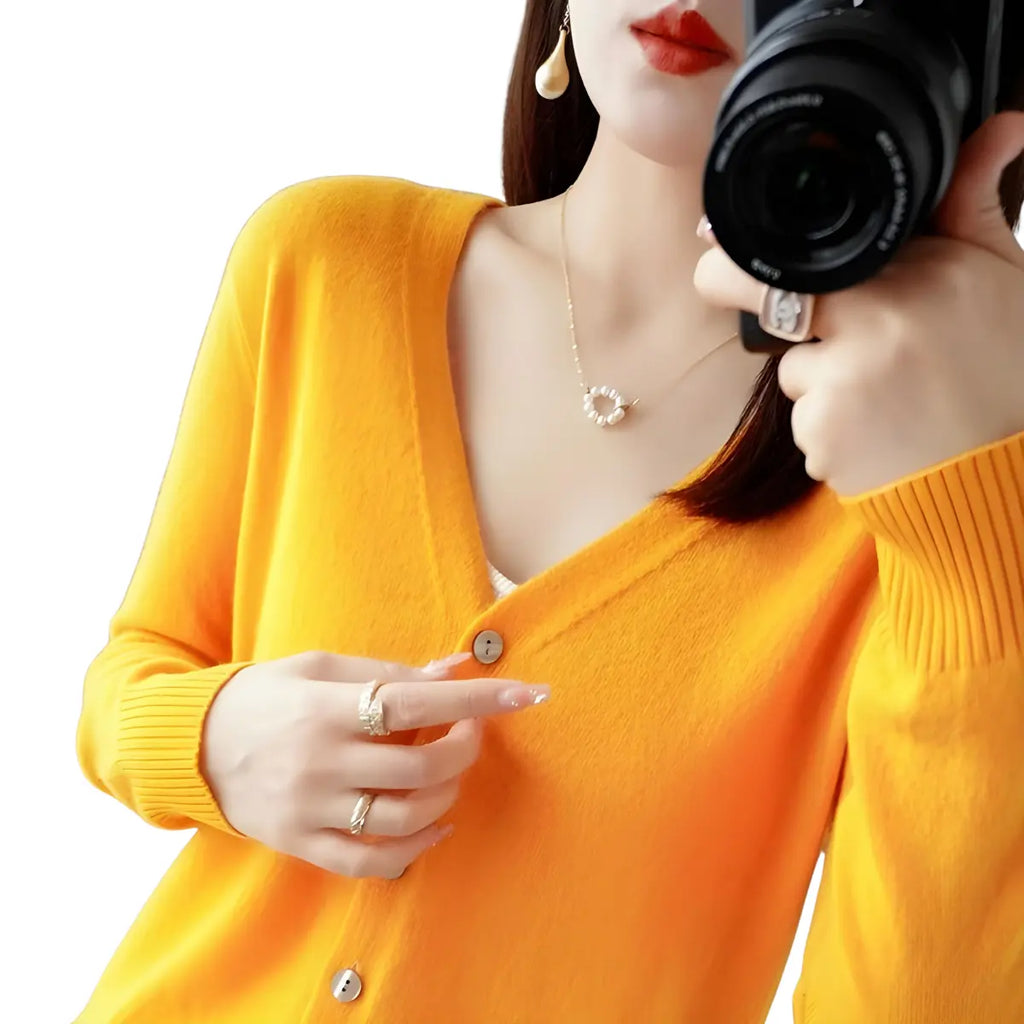 Cardigan-Elegance-Supreme-Jaune-Lumiere