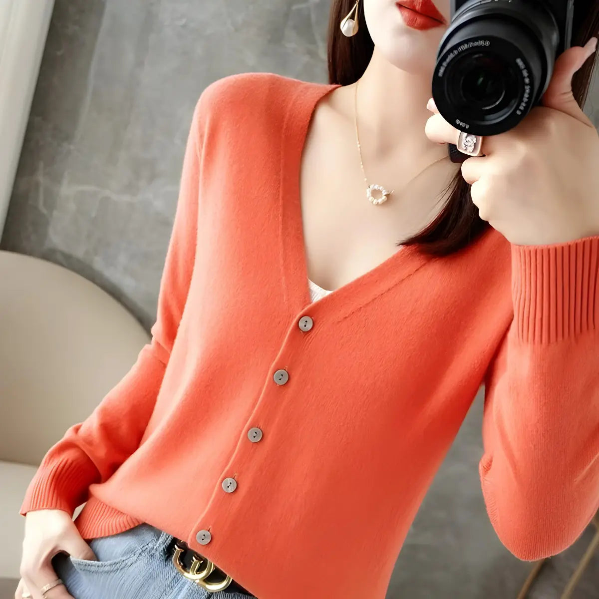 Cardigan-Elegance-Supreme-Orange-Elegant-2
