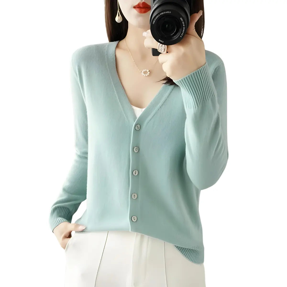 Cardigan-Elegance-Supreme-Vert-Menthe
