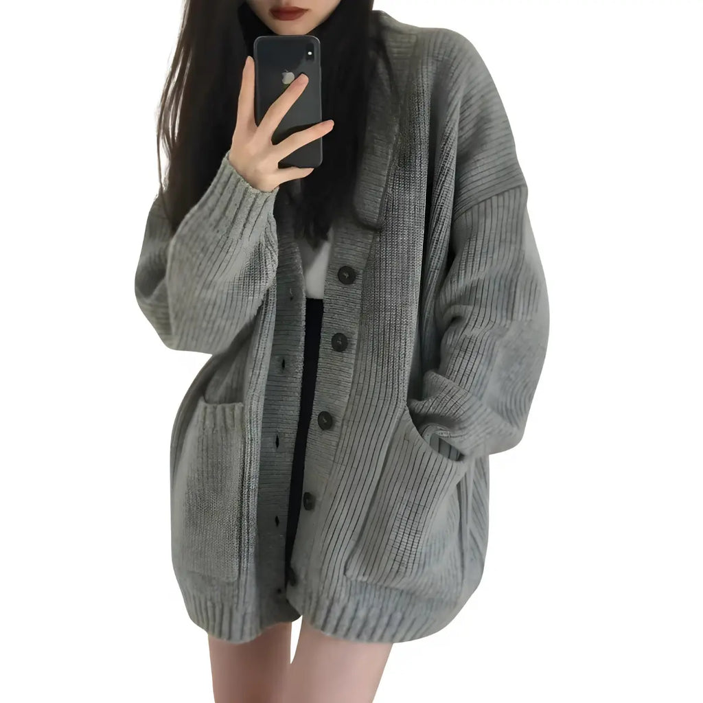 Cardigan-Feminino-Charme-Intemporel-Gris-Satine