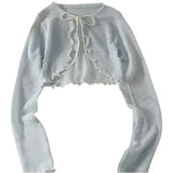 Cardigan Feminino Élégance d’Automne Bleu Céleste